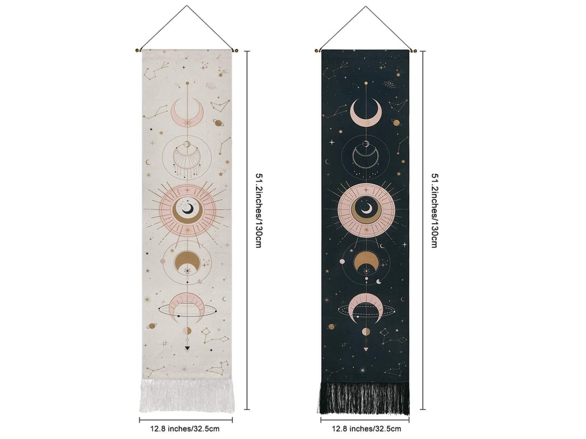 2026-manta De Lua E Estrelas, Manta Psicodélica De Parede, Decoração Em Branco E Preto, Linho De Algodão