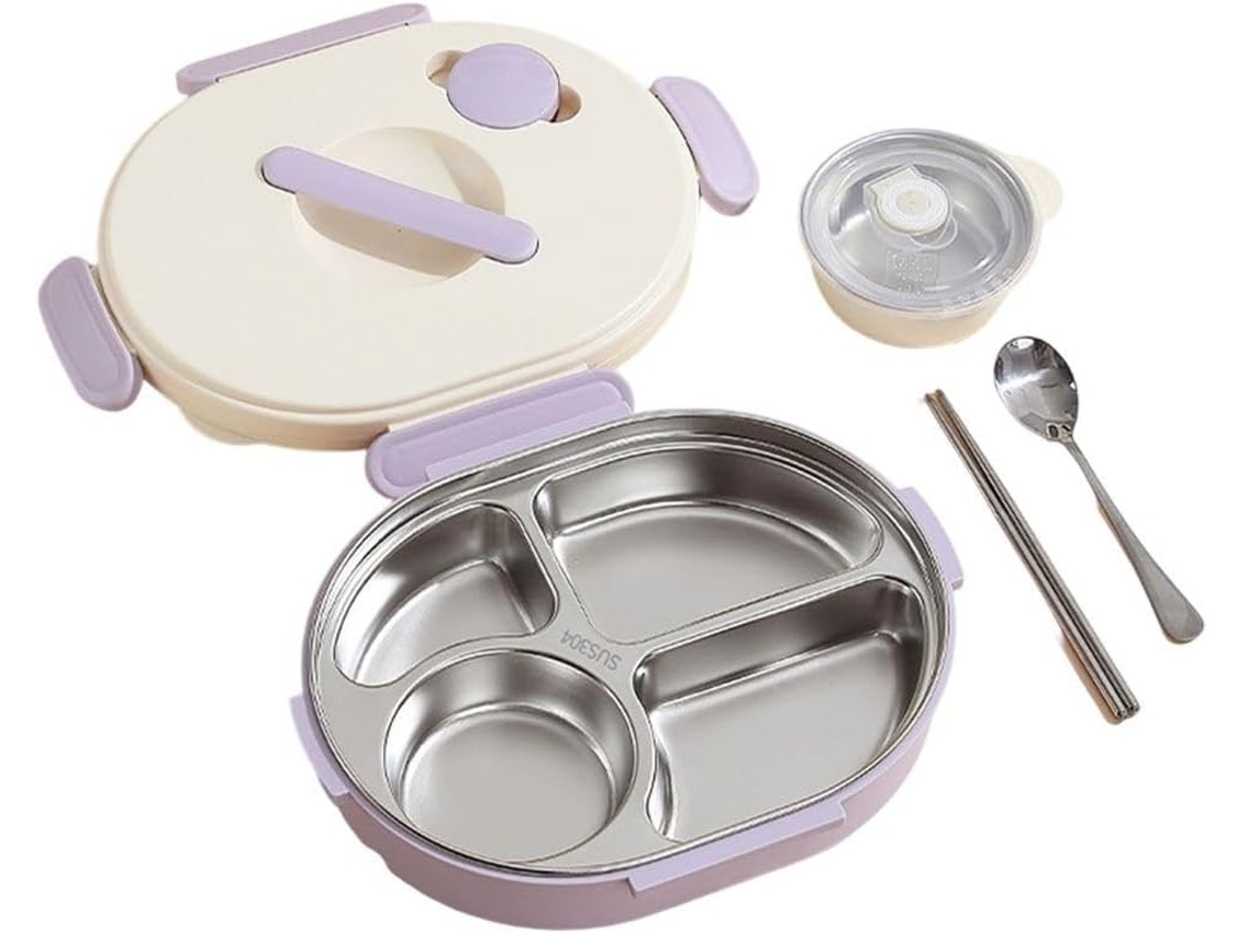 Lancheira Térmica À Prova De Vazamentos Em Aço Inoxidável 304com Tigela Para Sopa, 4 Compartimentos, Estilo Bento