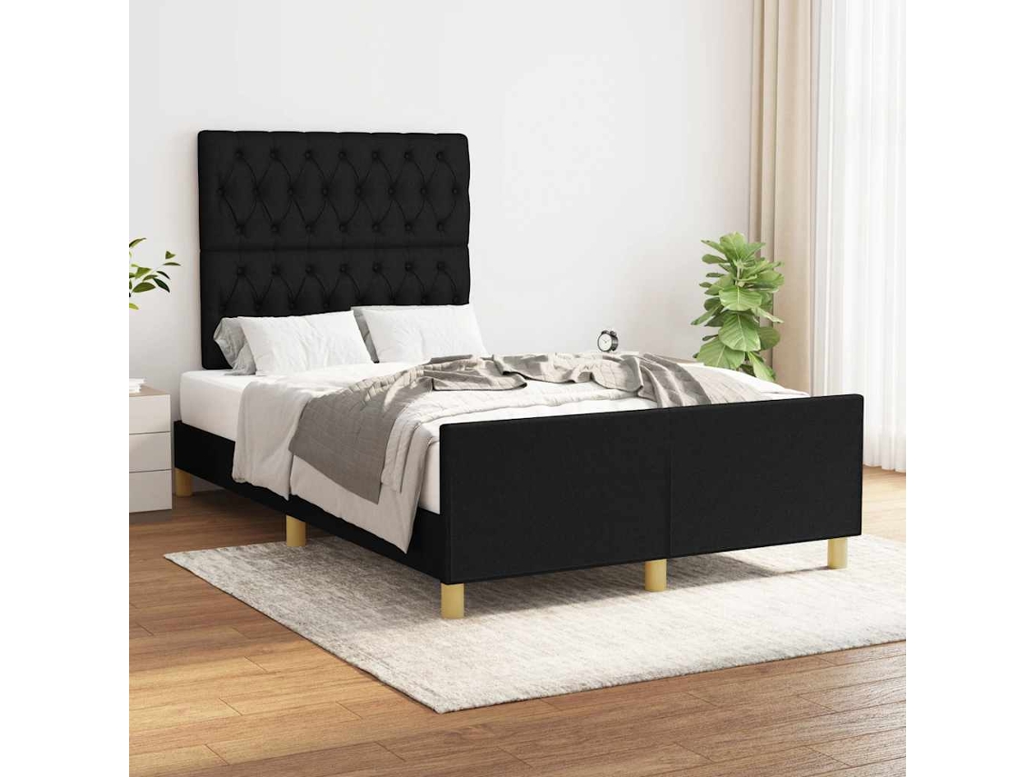 Vidaxl Estrutura De Cama Sem Colchão 120x200 Cm Tecido Preto