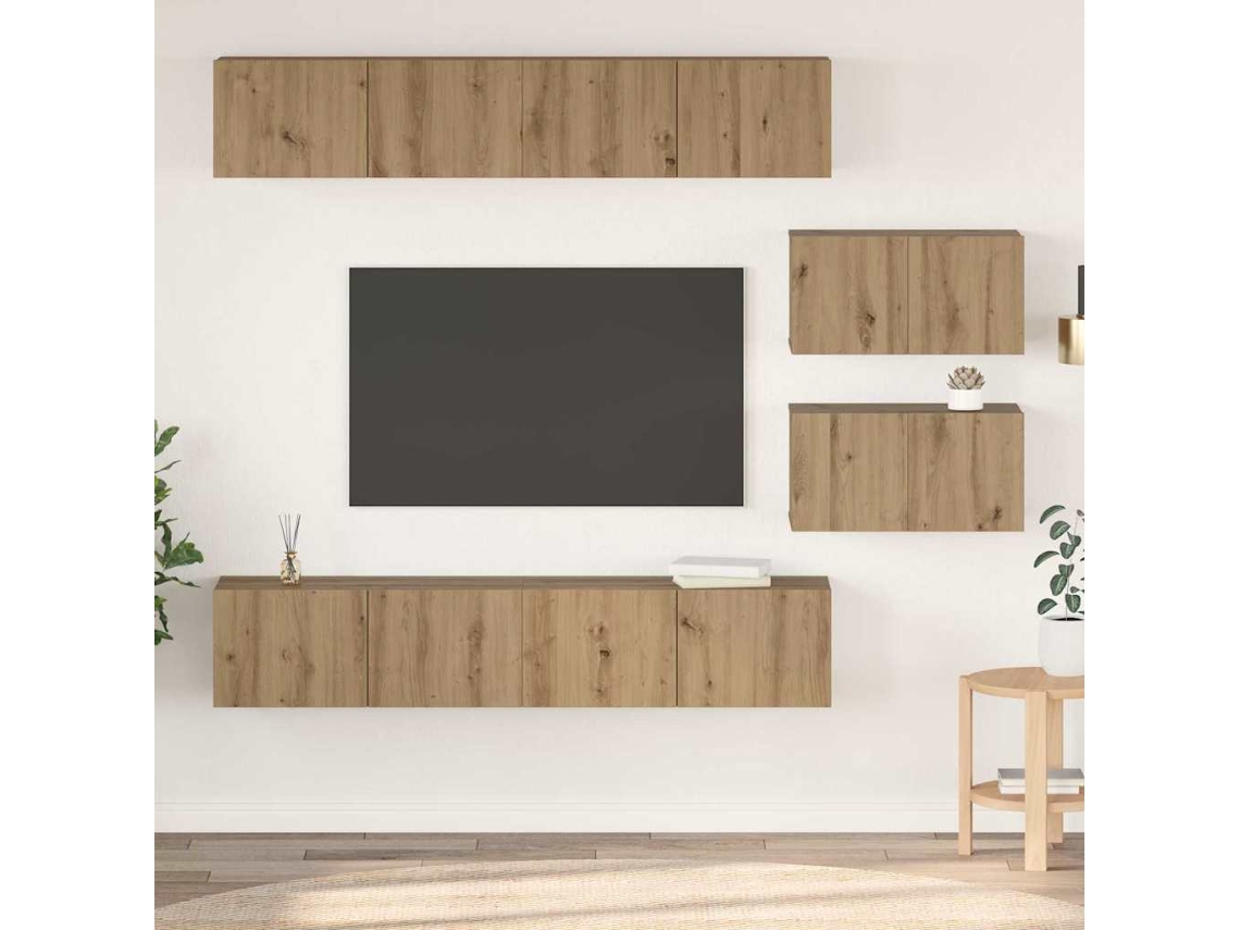 Vidaxl Conjunto De Móvel De Tv 6 Pcs Carvalho Artesanal