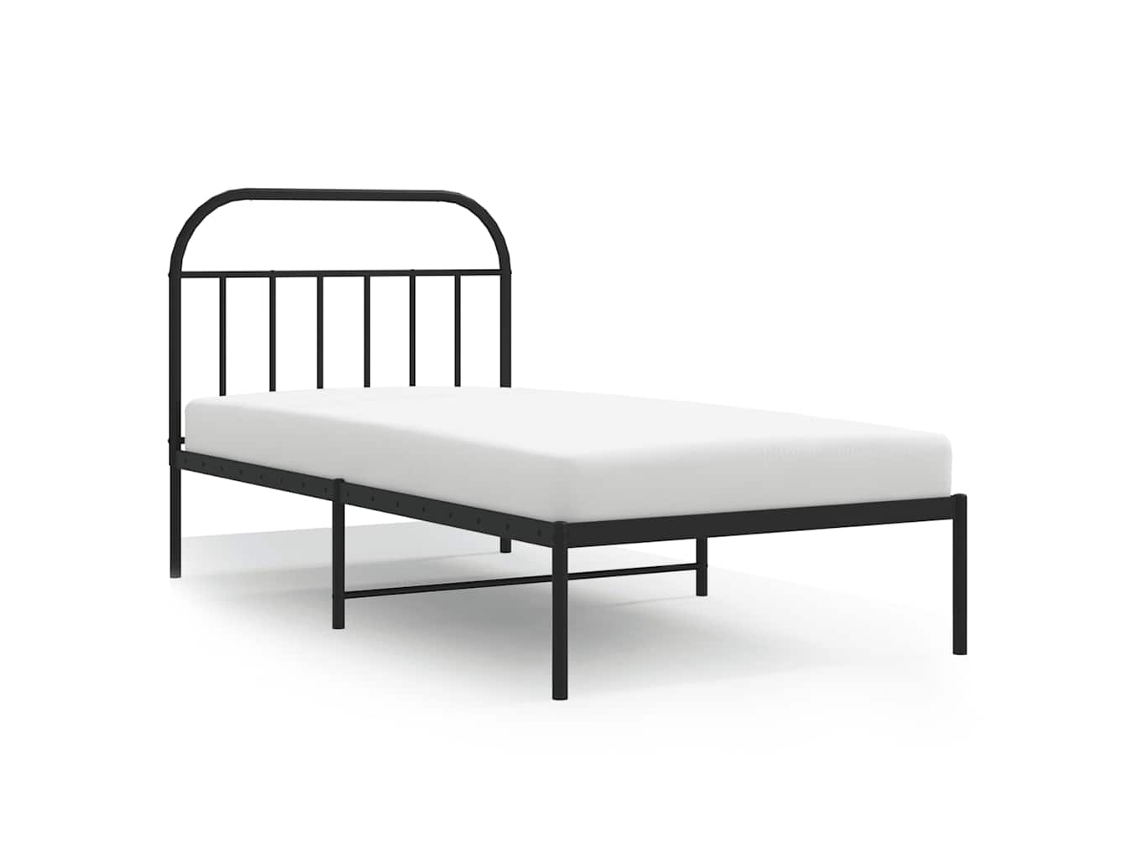 Estrutura de Cama com Cabeceira Metal Preto MAISON EXCLUSIVE 100x200 cm