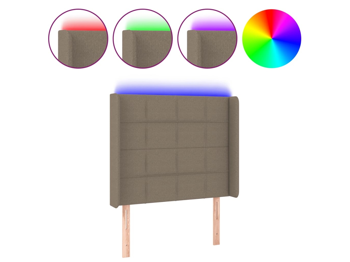 Led Headboard, Led Headboards Vidaxl Cinzento-acastanhado Tecido (83 X 16 X 118/128 Cm)
