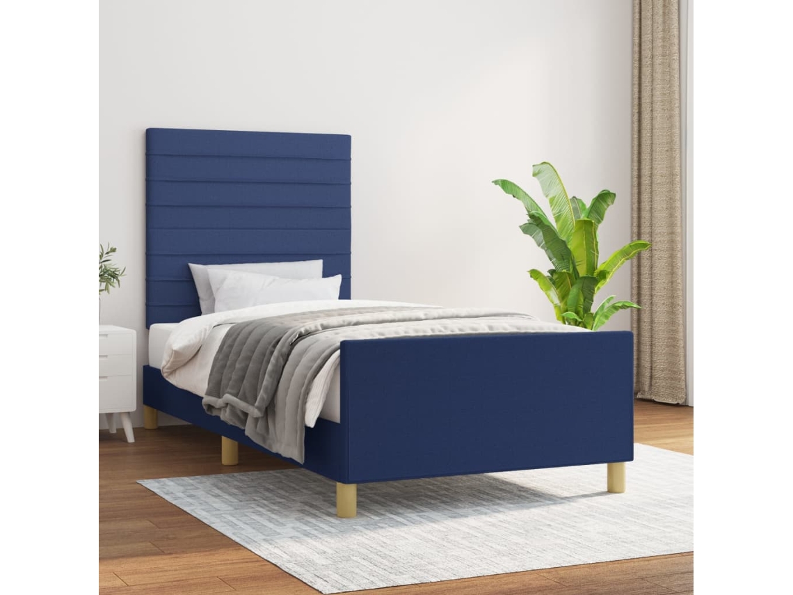 Estrutura De Cama Sem Colchão 90x200 Cm Tecido Azul
