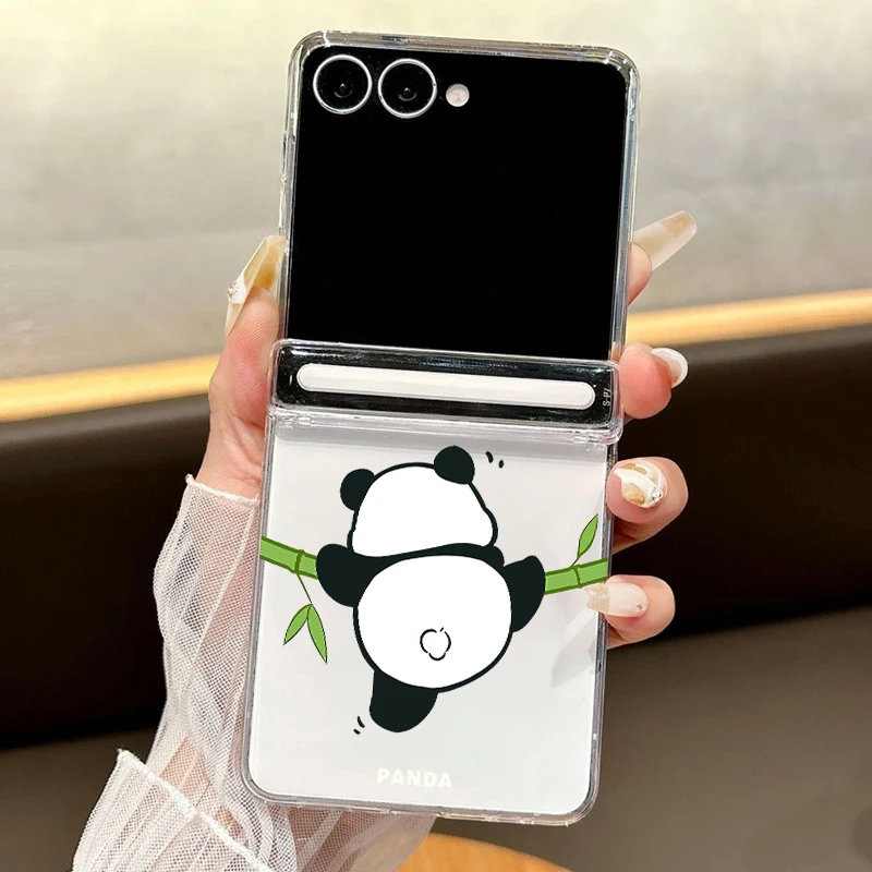 Capa Transparente Magnética Para Galaxy Z Flip7 Com Estampa De Panda.