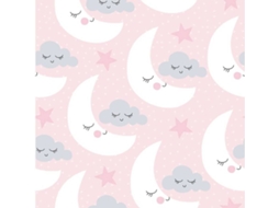 Tapete OEDIM Infantil Lua e Nuvens (Rosa - 95x200cm - PVC)