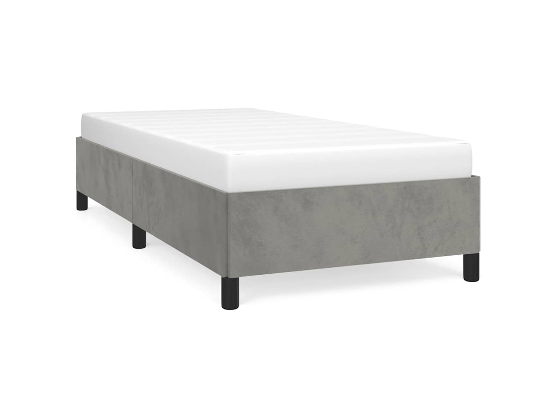 Estrutura de Cama sem Colchão em Cinza Claro 100x190 cm Veludo MAISON EXCLUSIVE