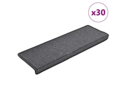 Vidaxl Tapetes De Escada 30 Peças 65x21x4 Cm Cinza Escuro Com Borda Retangular