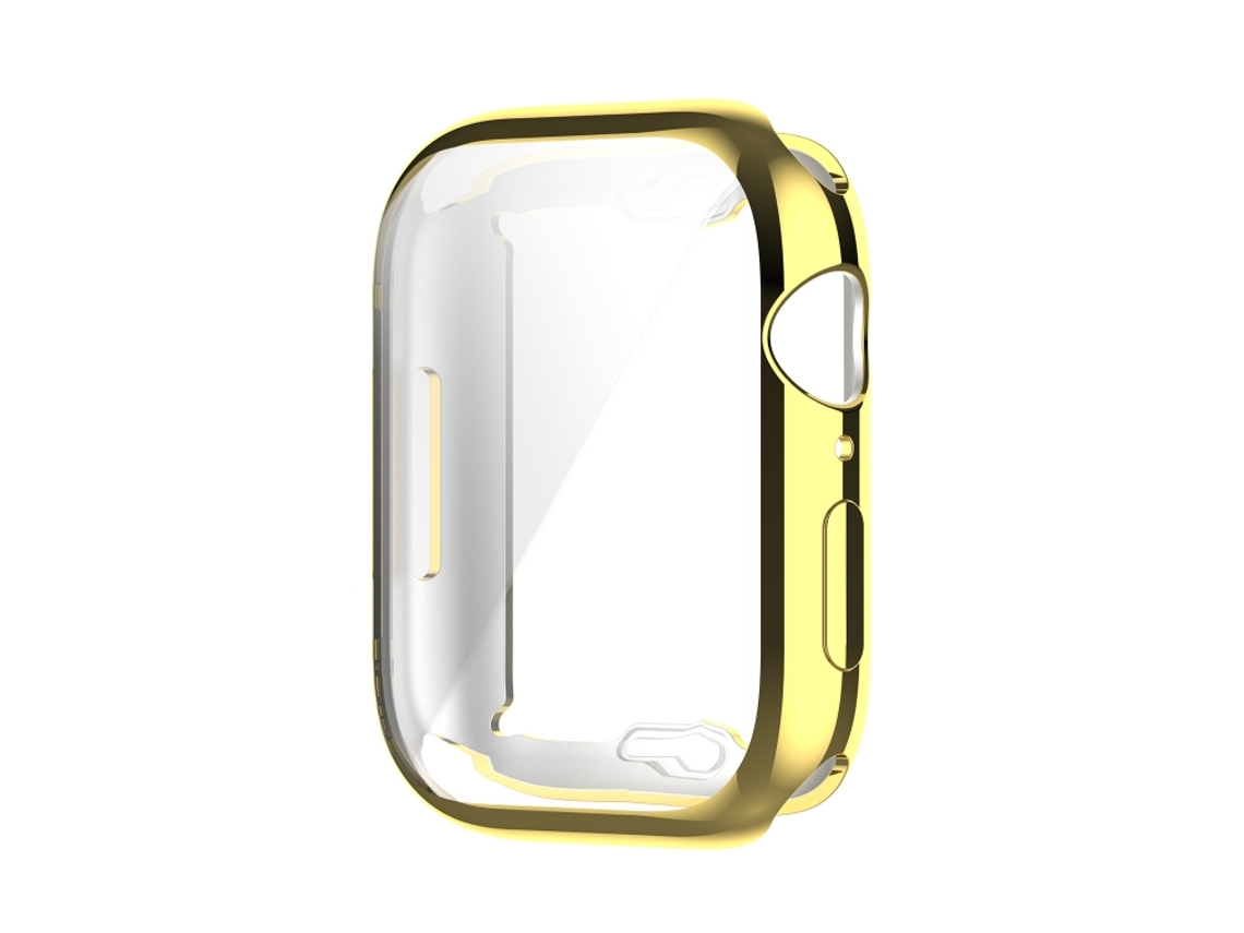 Capa Protetora Completa HALINUI TPU Transparente Antichoque com Película para Apple Watch Series 8/7 45mm Ouro