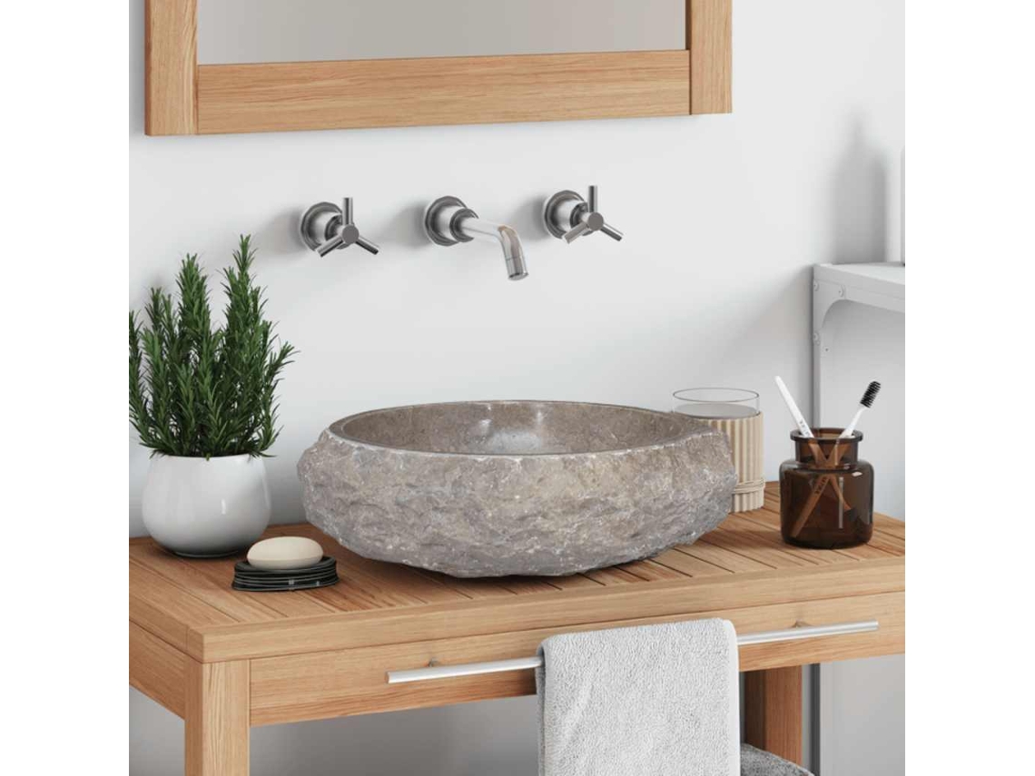 Vidaxl Lavatório Ø40x12 Cm Mármore Cinzento