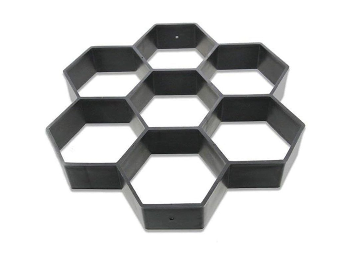Molde Hexagonal Reutilizável para Pavimentos de Concreto 30x30cm Preto | S/MARCA