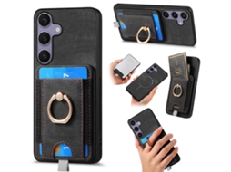 Capa De Couro Para Celular Com Bolsa Magnética Retrô E Divisória Para Cartão