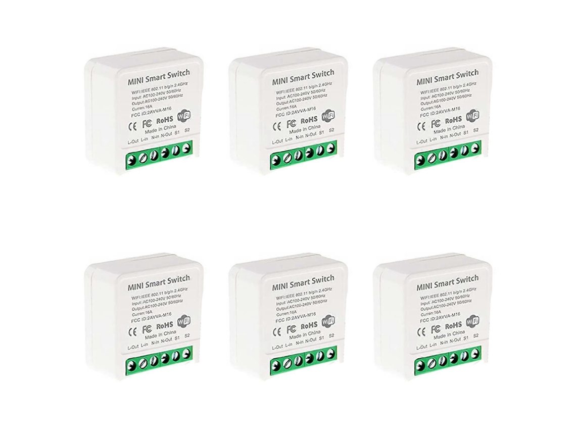 6 Mini Interruptores De Relé Inteligentes Wifi, Módulo De Interruptor De Luz Temporizador Diy Para Aplicações Smart Life/tuya, Controle Remoto Sem Fio