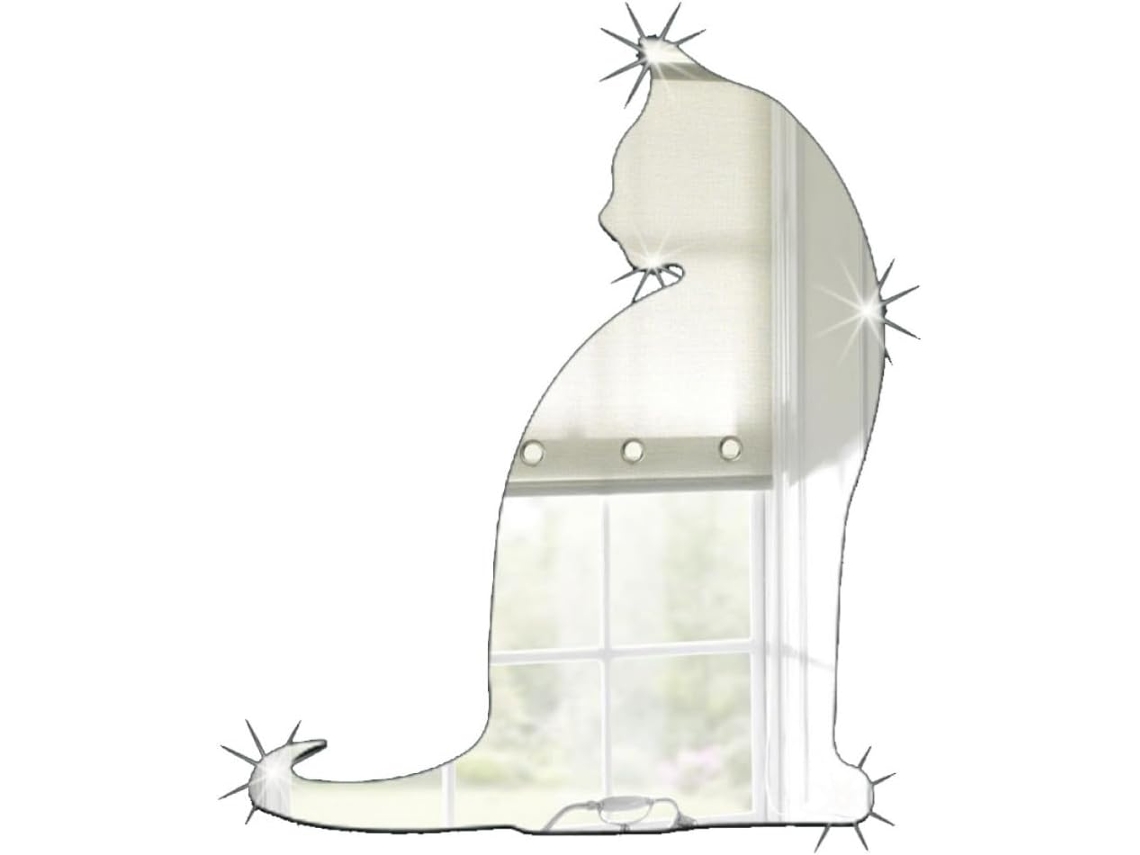 Adesivo Parede Simples Elegante Design Acrílico Espelhado Motivo Prateado Requer Amplia Visualmente Espaço GOKOCO