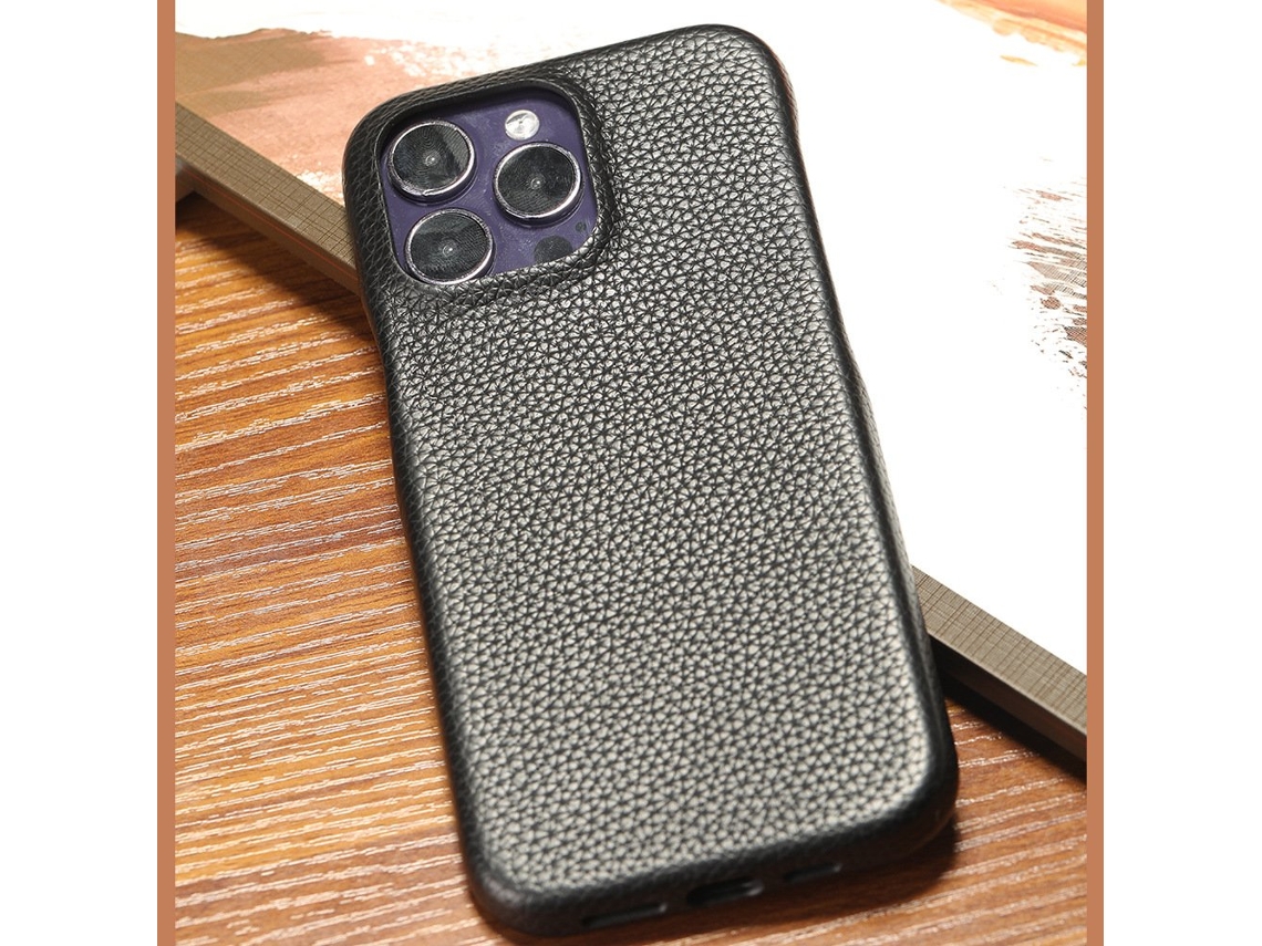 Capa Para Iphone 17 Em Couro Preto, Meia Capa, Com Design Personalizado.