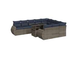 Conjunto de 11 Sofás de Jardim com Almofadões Vime Pe/acácia MAISON EXCLUSIVE (11 pcs)