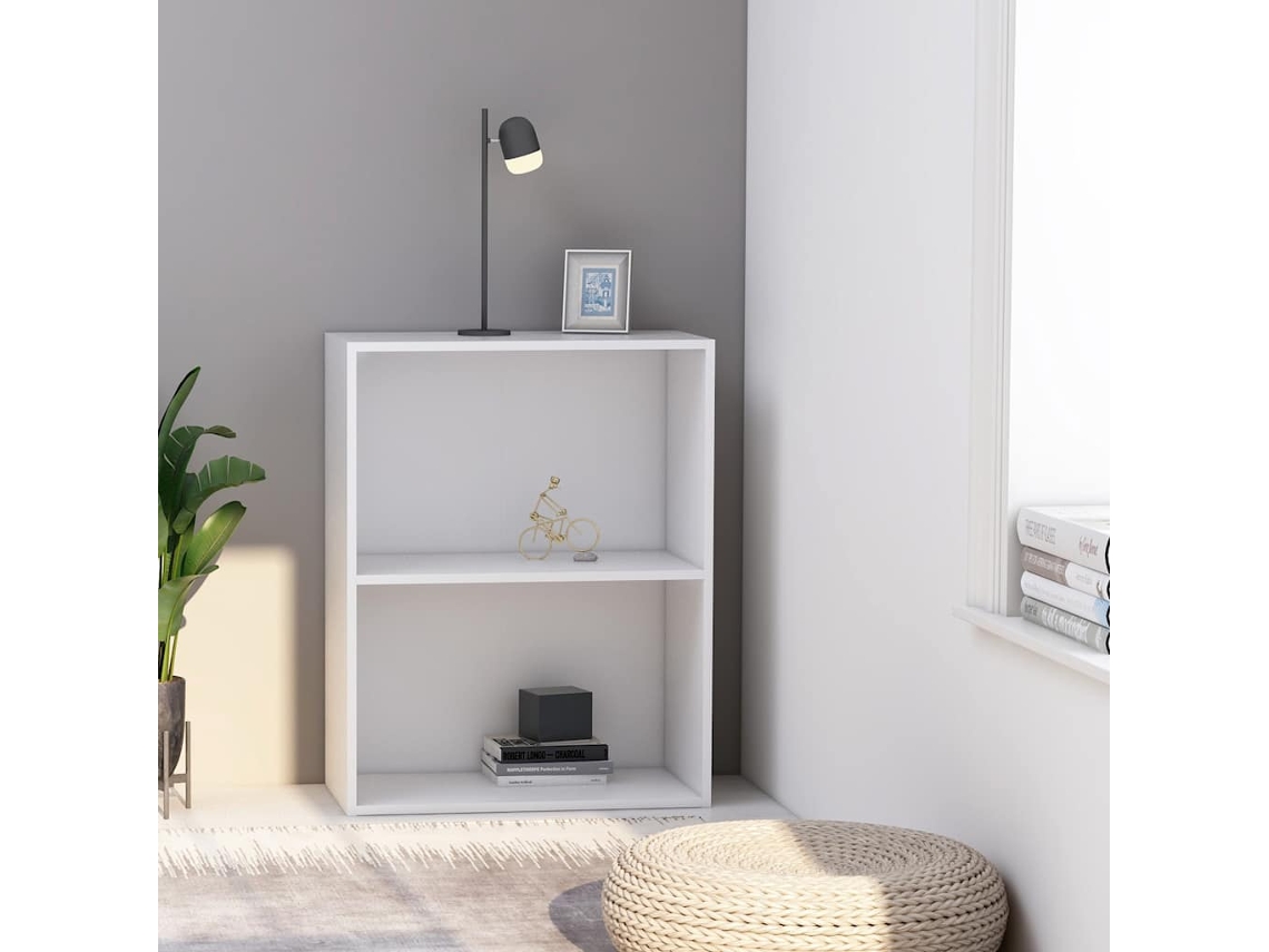 Vidaxl Estante Com 2 Prateleiras 60x30x76,5 Cm Contraplacado Branco