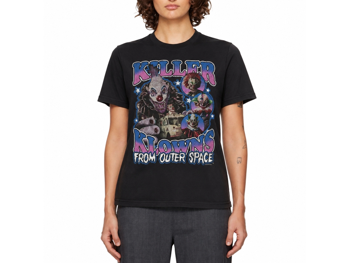Rockinstone Killer Klowns Collage Black Adult T-shirt Size:xxl