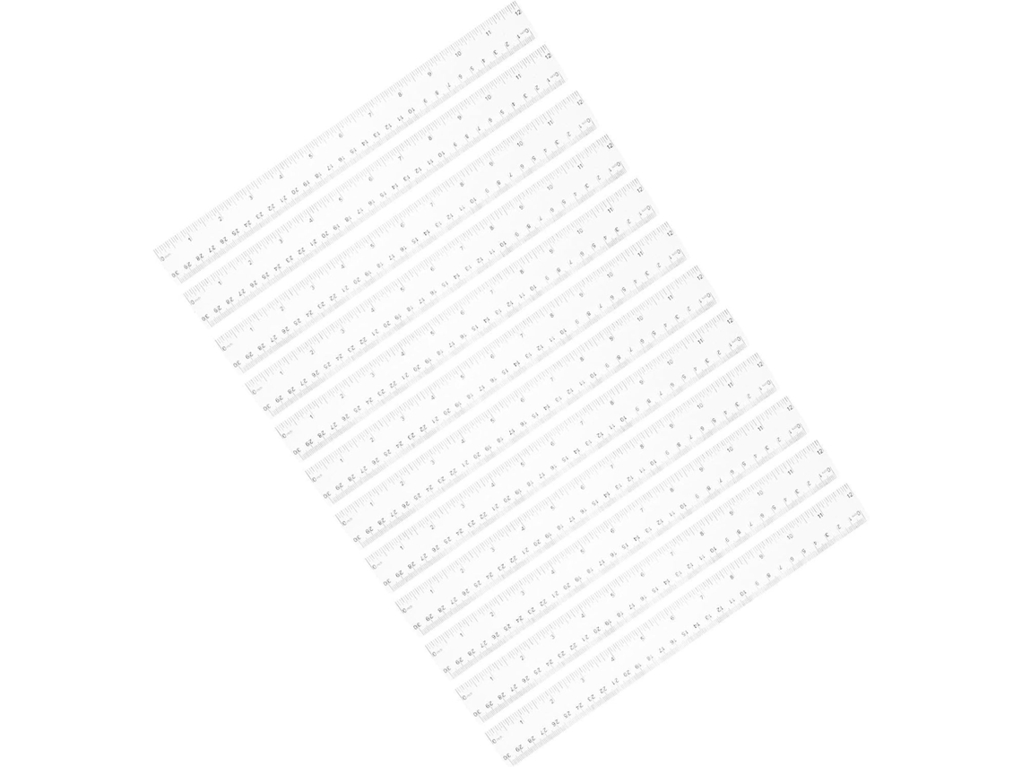 Régua de plástico transparente Stobok, 12 peças, 30 cm, com escalas métricas e em polegadas, para medições precisas e