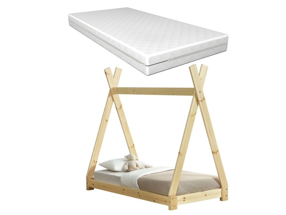 Estrutura de Cama Infantil [EN.CASA] Colchão Pinho (Bege - Madeira - 70 x 140 cm)