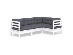 Conjunto de 4 Lounge de Jardim com Almofadões Pinho Branco MAISON EXCLUSIVE
