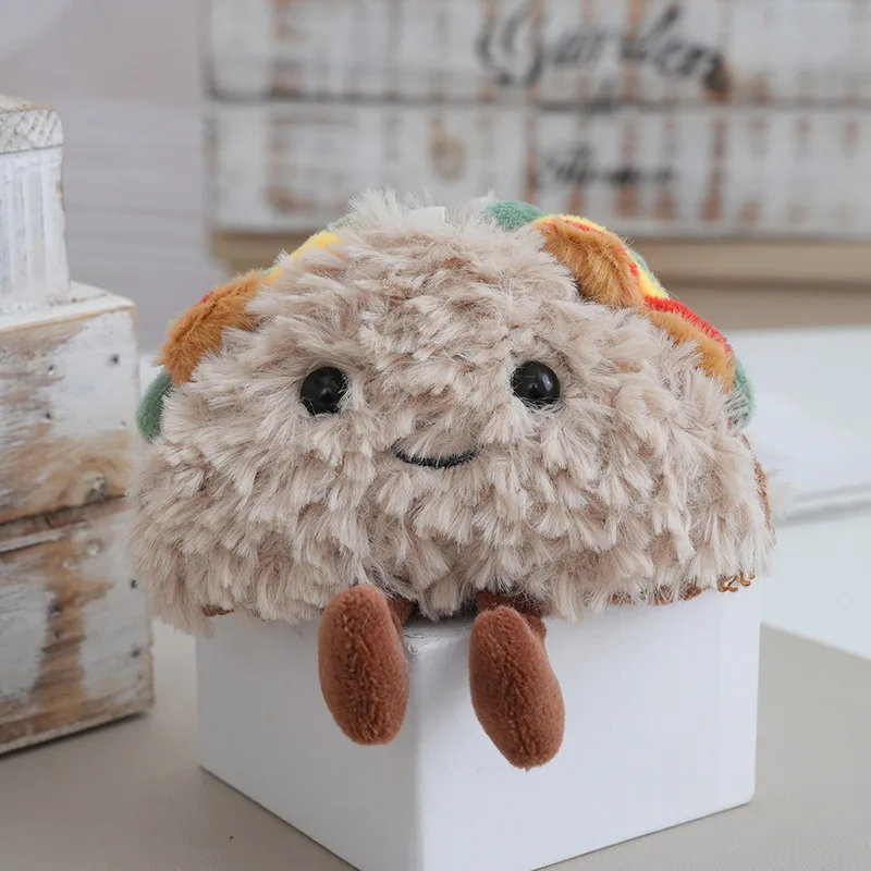 Chaveiro De Pelúcia Divertido Em Formato De Sanduíche Para Decoração De Mochila.