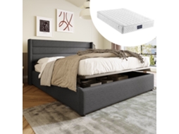 Cama De Armário Hidráulica 160x200cm Colchão Metal Cinza