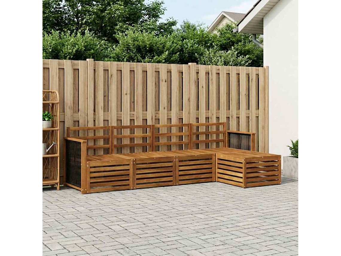 Vidaxl Conjunto De Sofás Para Exterior 5 Pcs Natural