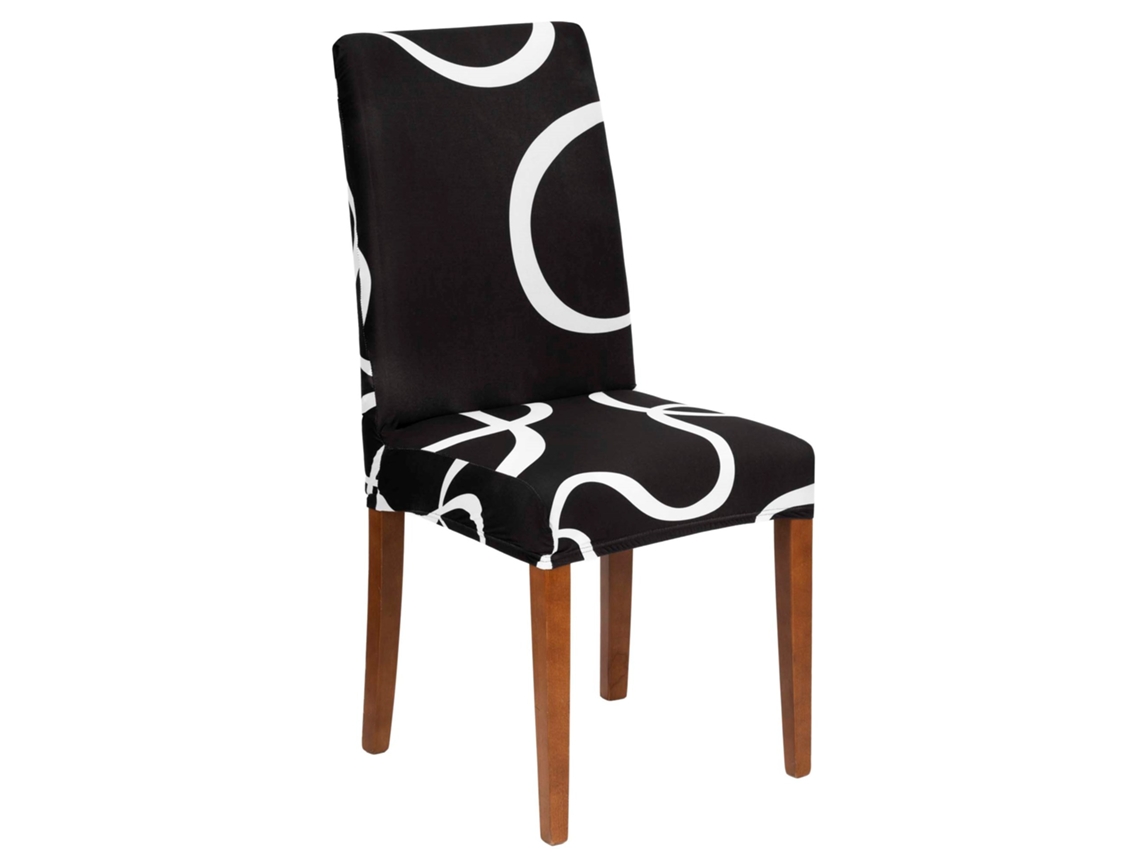 Capa Para Cadeira De Cozinha Ou Sala De Estar. Material Macio E Elástico, Feito De Spandex. Cor Preta E Branca.