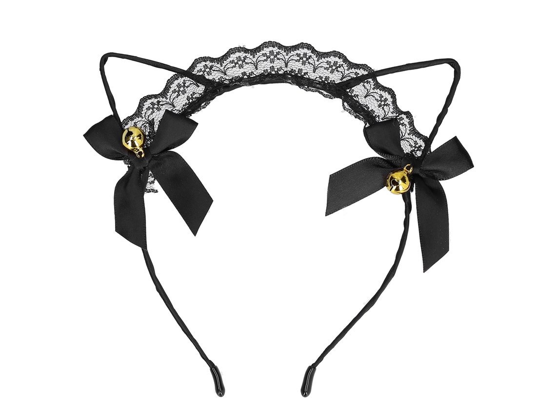 Faixa De Cabeça Com Orelhas De Gato Oca Para Mulher Com Sino Para Festa Cosplay Vida Diária Preto