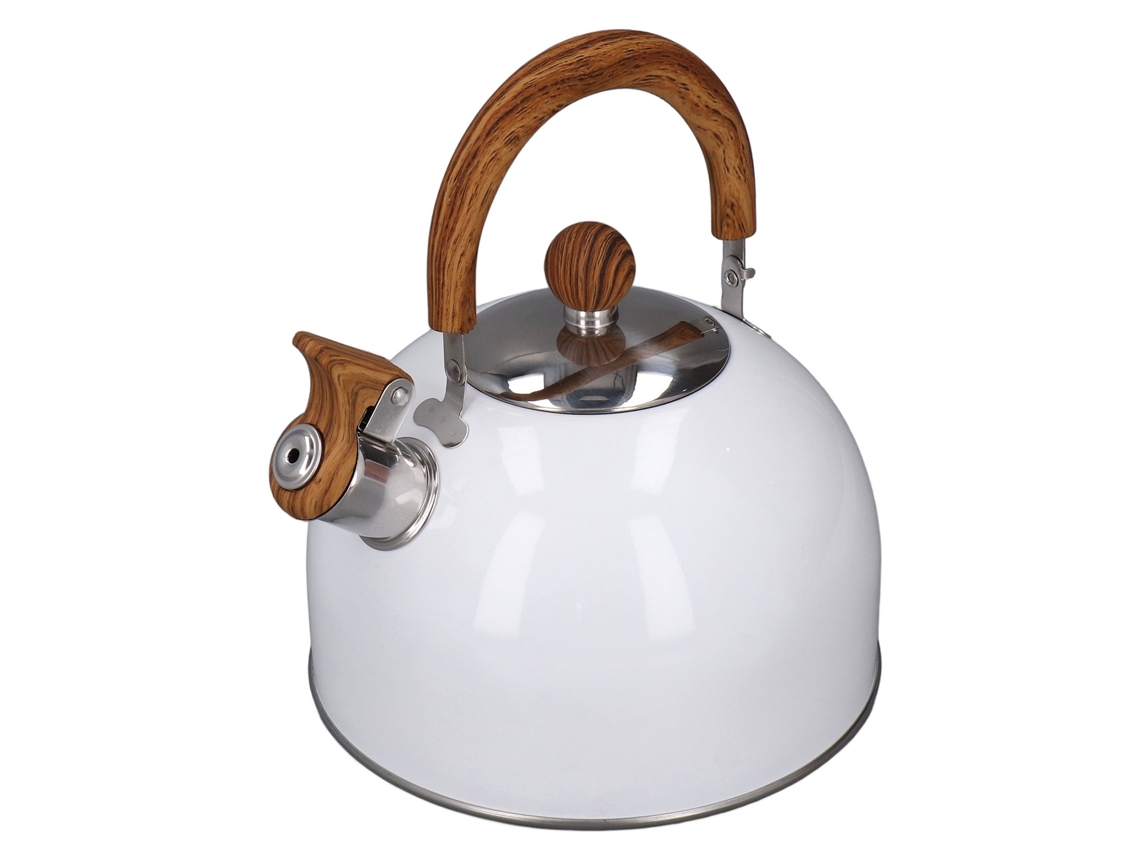 Olla Silbante De Acero Inoxidable 304 2.5l Blanca, Calefacción Rápida, Mango Ergonómico Para Hogar