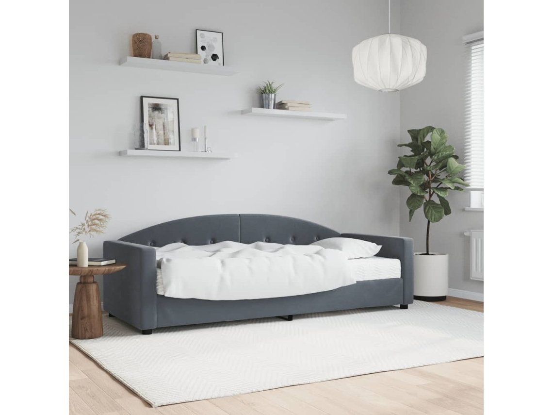 Vidaxl Sofá cama com Colchão 80x200 Cm Veludo Cinzento escuro