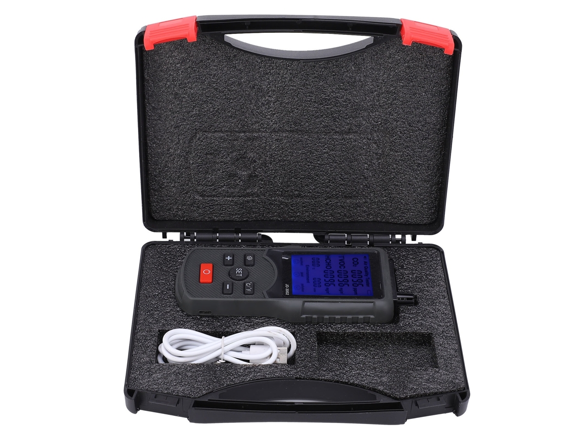 Lurelia Medidor De Qualidade Do Ar Hcho/tvoc/co2, Temperatura/humidade, Bateria 2000 Mah
