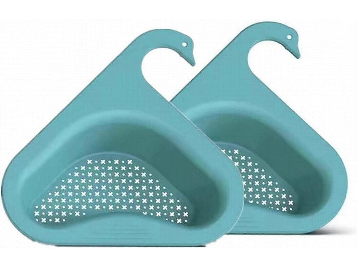 2 Peças De Escorredor Triangular Para Pia, Com Cesto, Azul, 26*23*8cm