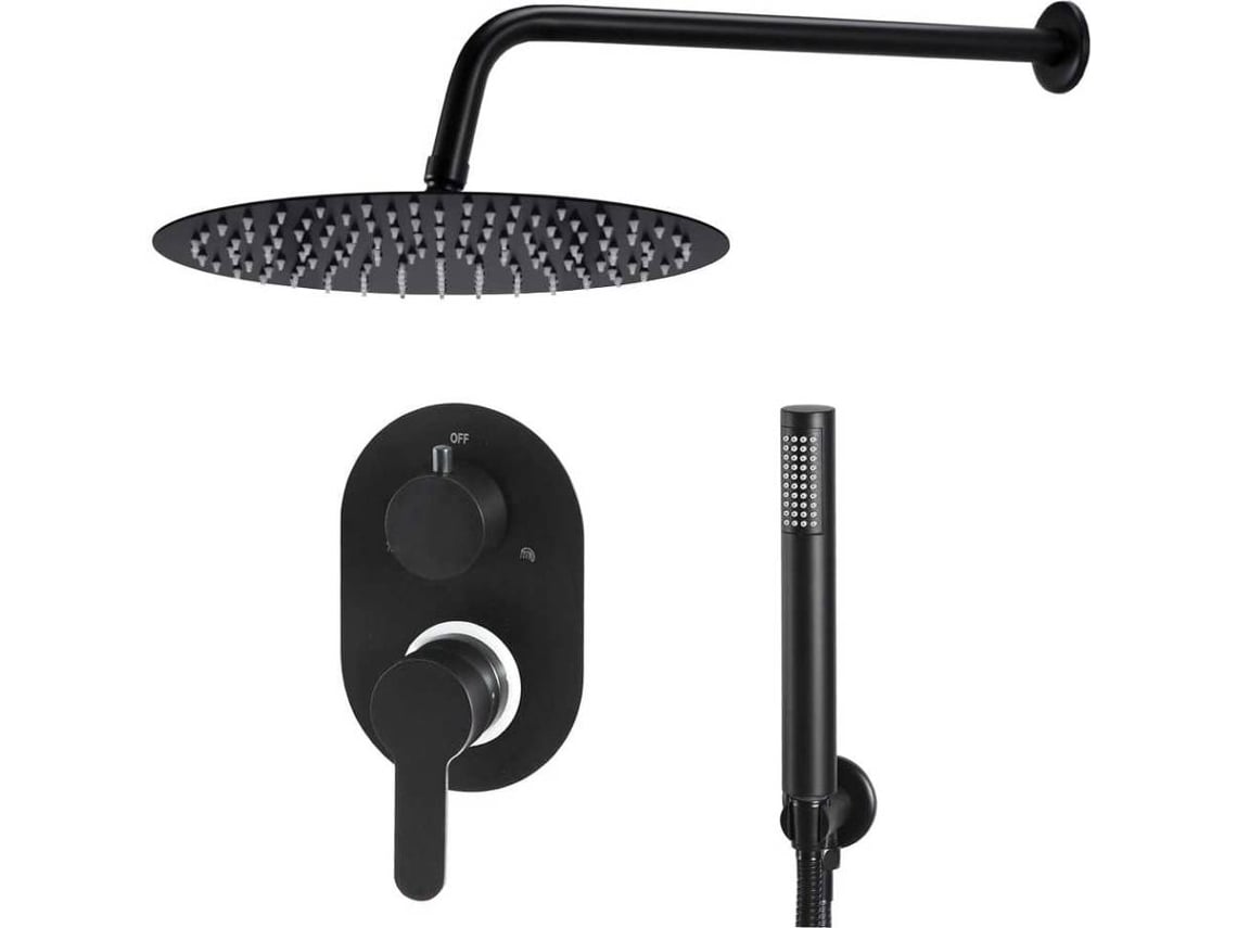 vidaXL Sistema de duche em aço inoxidável 201 preto Worten.pt