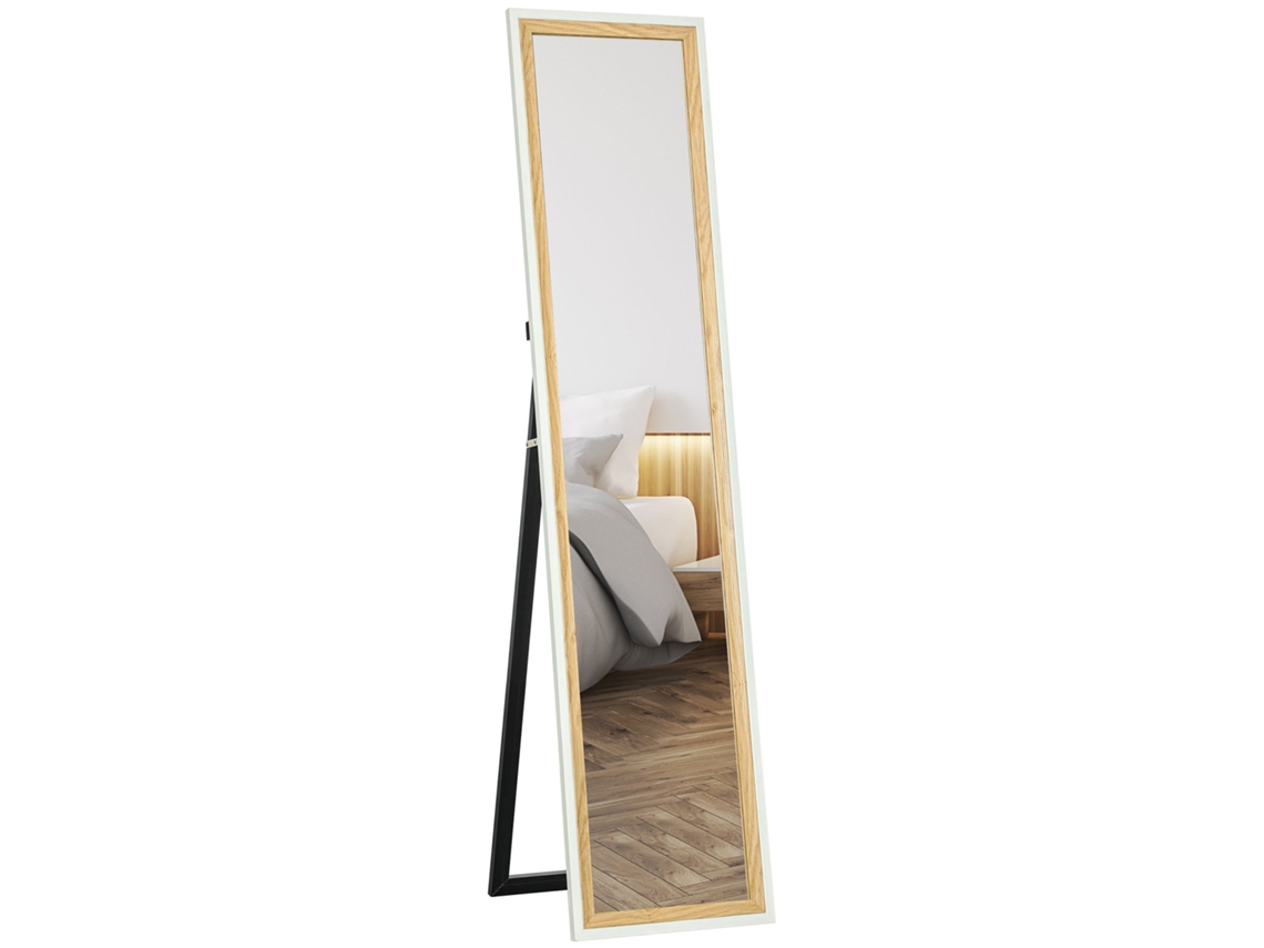 Espelho de corpo inteiro com moldura de madeira, 157x37cm, branco | S/MARCA
