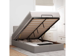 SYFAX™ Estrutura de Cama Otomana com Colchão 120x190cm Tecido Cinzento