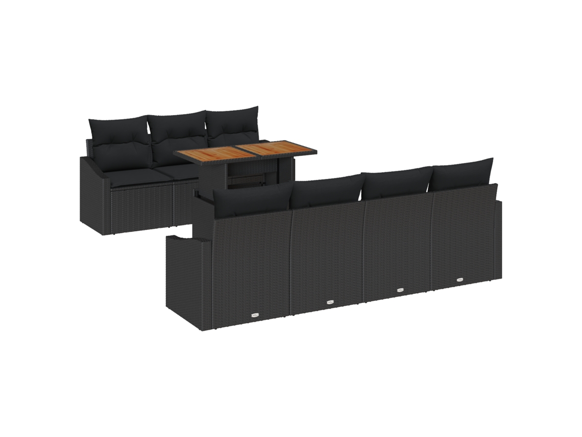 Conjunto 8 Conjunto De Jardim Vidaxl Preto Vime Pe (100 X 55 X 73 Cm)