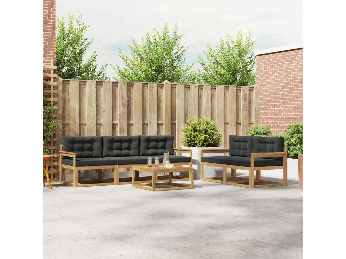 Vidaxl Conjunto De Sofás Para Exterior 6 Unid. Branco E Antracite