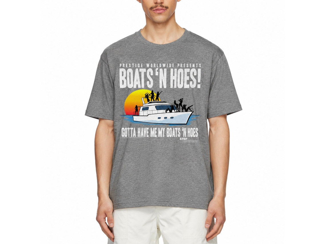 Rockinstone Step Brothers Movie Boat With Saucy Gals Solid Graphite Adult T-shirt Size:xxl