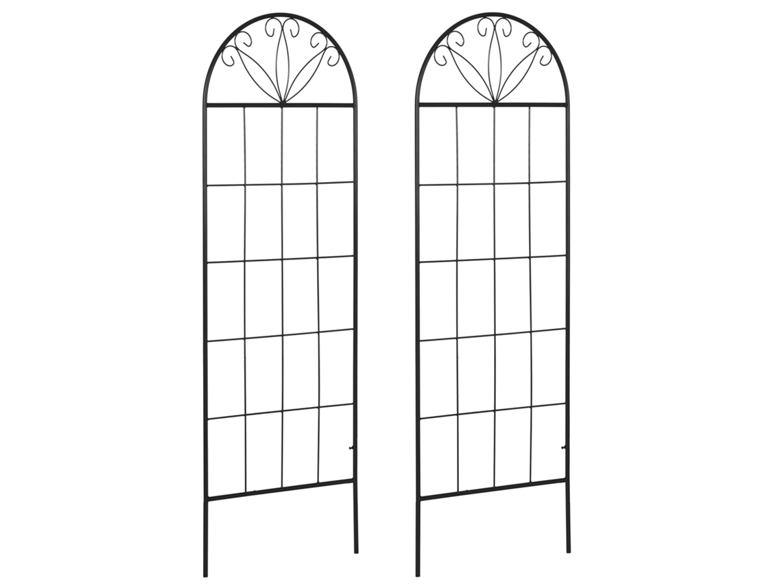 Treliça de jardim, lote de 2, metal, 51x152cm, preto BTFORUS