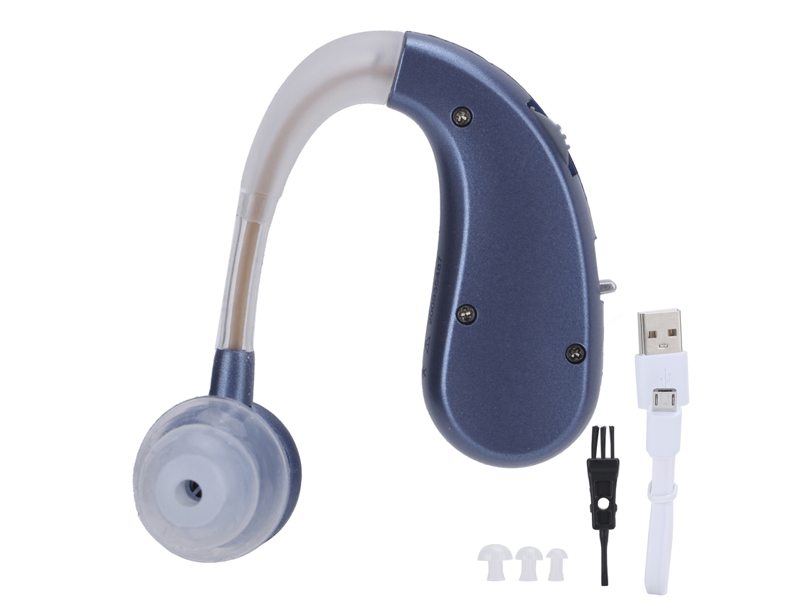 Audífono retroauricular recarregável com amplificador e redução de ruído, azul (S/MARCA)