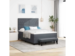 Vidaxl Cama Box Com Cabeceira Cinzento Escuro 200 X 160 Cm Veludo