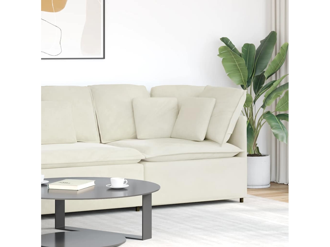 Vidaxl Módulo De Canto Para Sofá Modular Com Almofadas, Cor Creme, 100 Cm