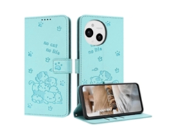 Capa De Couro Para Celular Com Estampa De Gatinho E Cordão