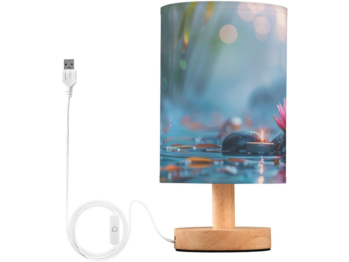 Luminária De Cabeceira Zen Pequena Skyshu Em Pedra Basáltica, Luminária De Mesa Led Usb, Luminária De Cabeceira Com Base