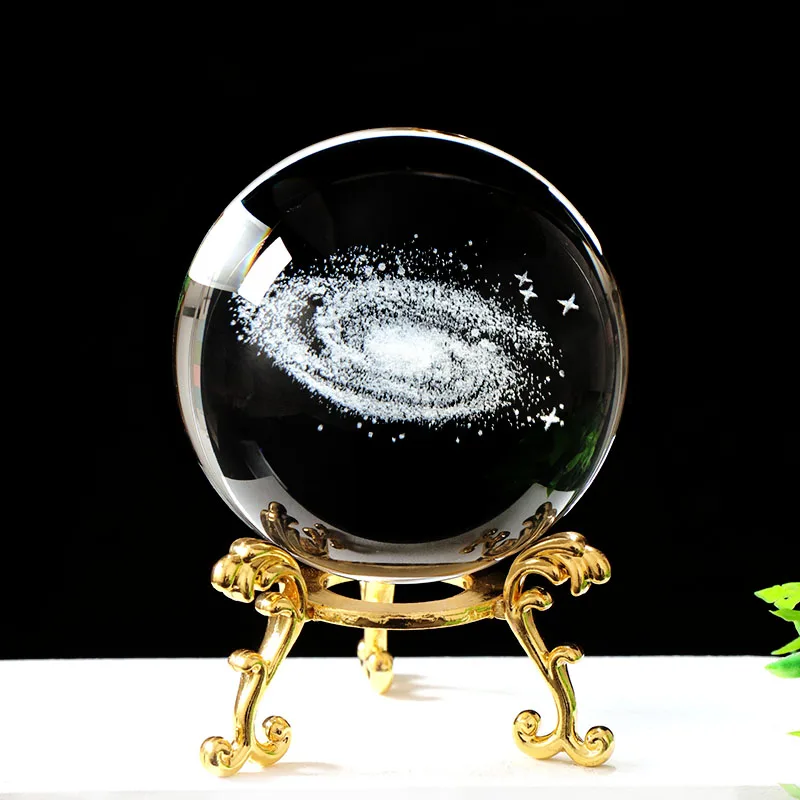 Bola de Cristal 60mm Esfera de Vidro Esculpida em 3d Peso de Papel com Base MDUG (estilo 19 60mm)