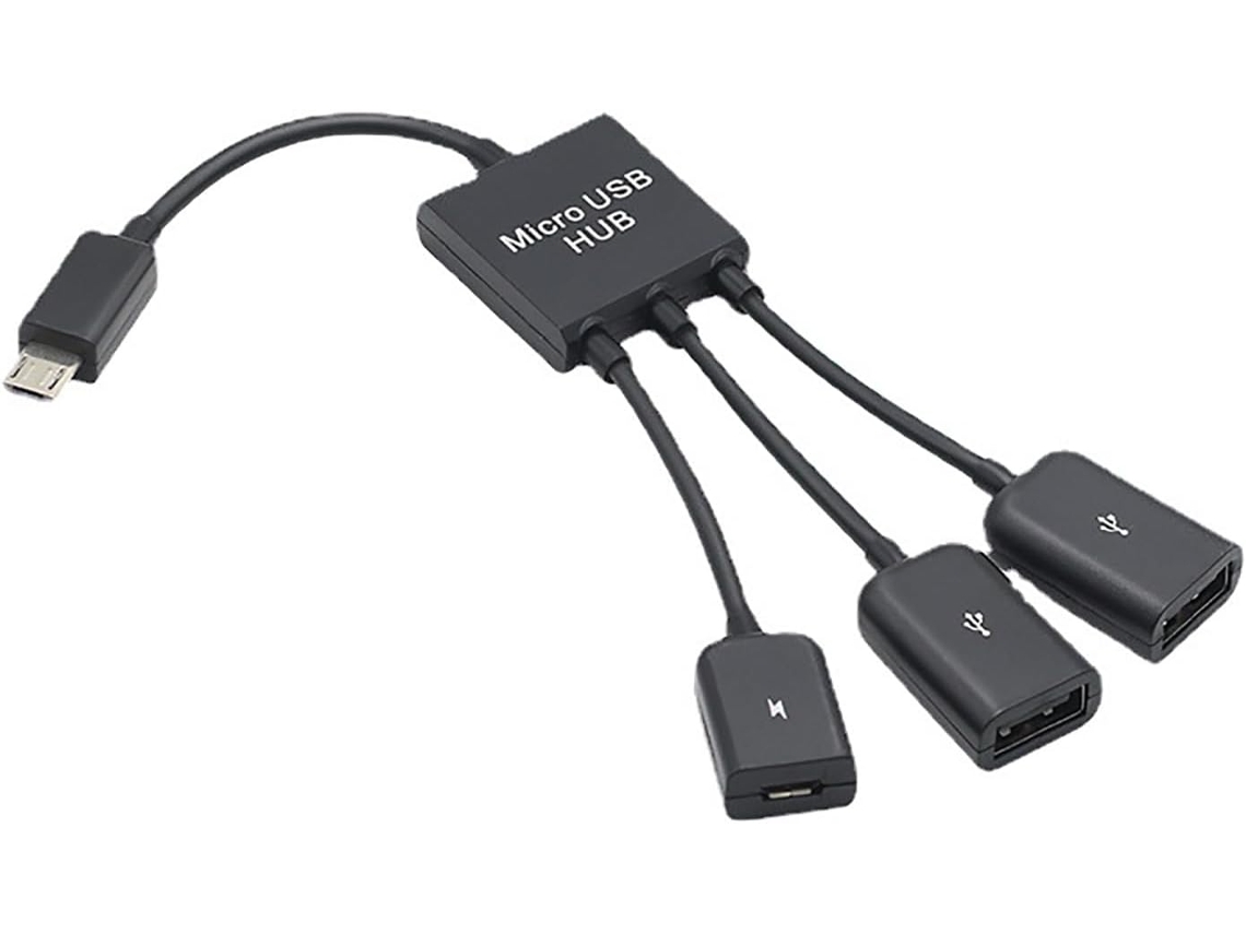 Hub Micro-usb Tipo-c Macho Para Fêmea Com Duas Portas Usb 2.0 Host