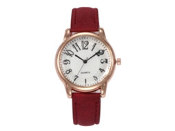 Relógio Feminino de Pulso Vansvar com Pulseira Pu e Mostrador Redondo Bordô