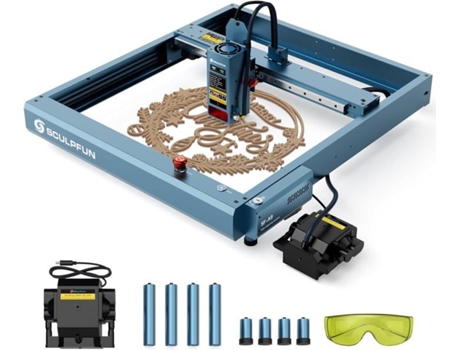Gravador a Laser SCULPFUN Sf-A9 40W/20W com Assistência Pneumática e Pés Elevados Alta Velocidade 36000 Mm/Min