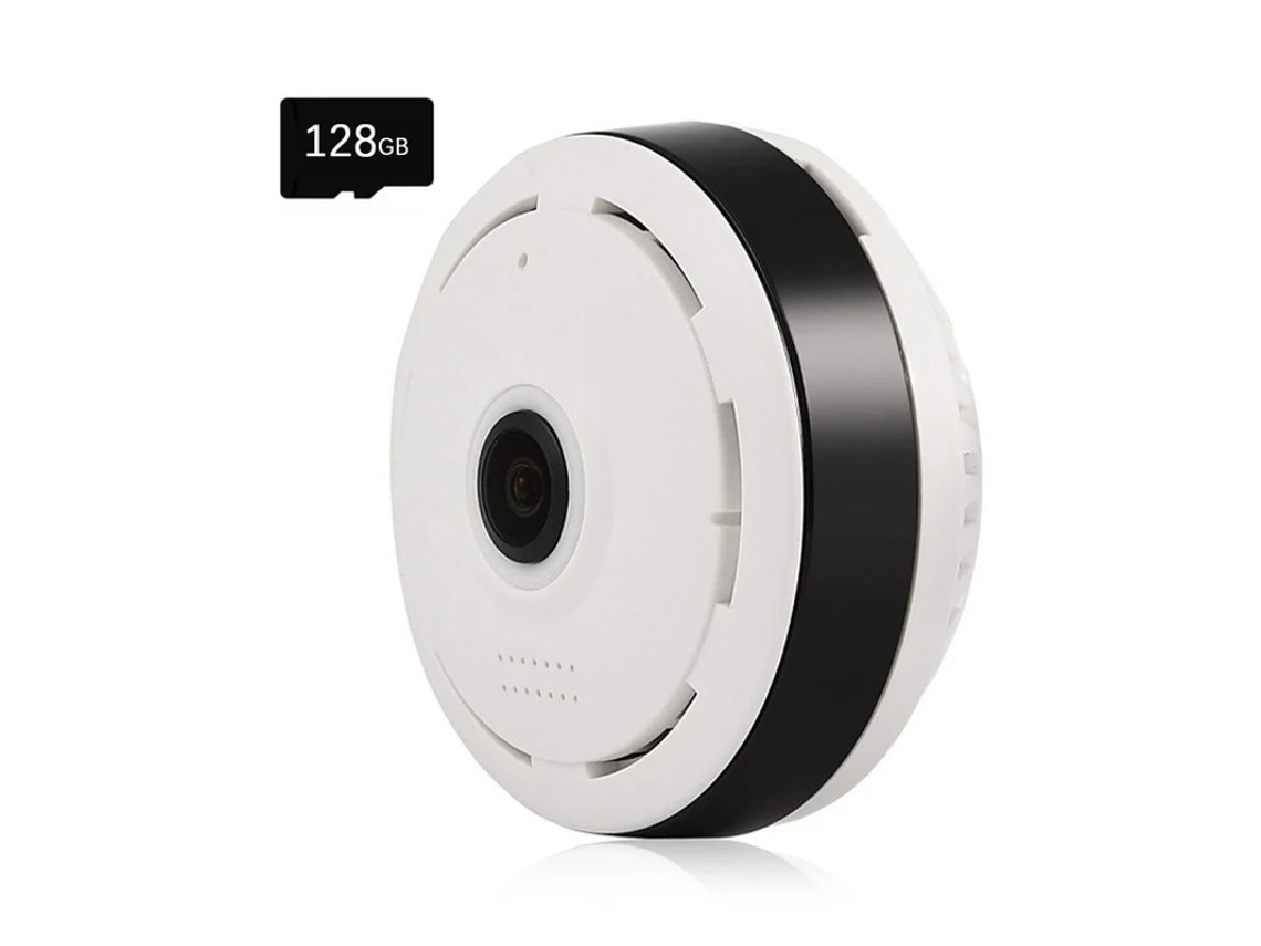 Câmera De Vigilância Yizhood V380pro Com Cartão De Memória 128g Panorama 360 Conexão Wifi Compatível Com Android/iphone Branco